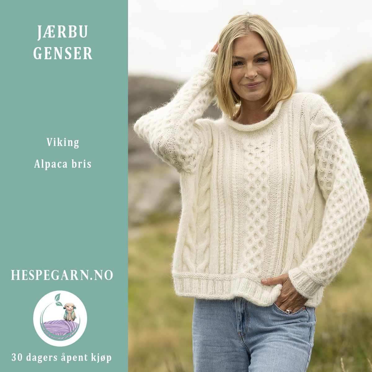 Jærbu Hvit Genser fra Viking